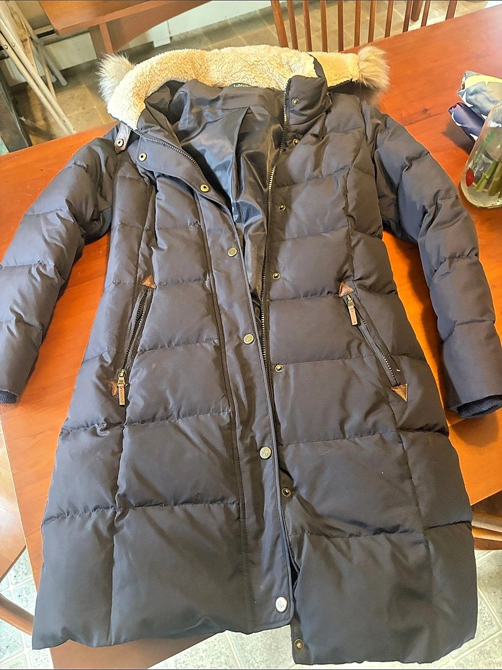Lauren Ralph Lauren Women's Faux Fur Hood Puffer Coat XS